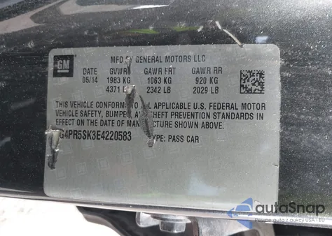 2014 Buick Verano Convenience Group from USA, damaged, VIN 1G4PR5SK3E4220583